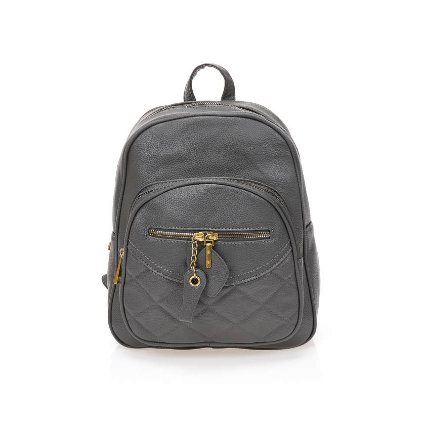 Tsoukalas Τσάντα πλάτης γκρι δερματίνη με πολλαπλές θήκες ΓΚΡΙ