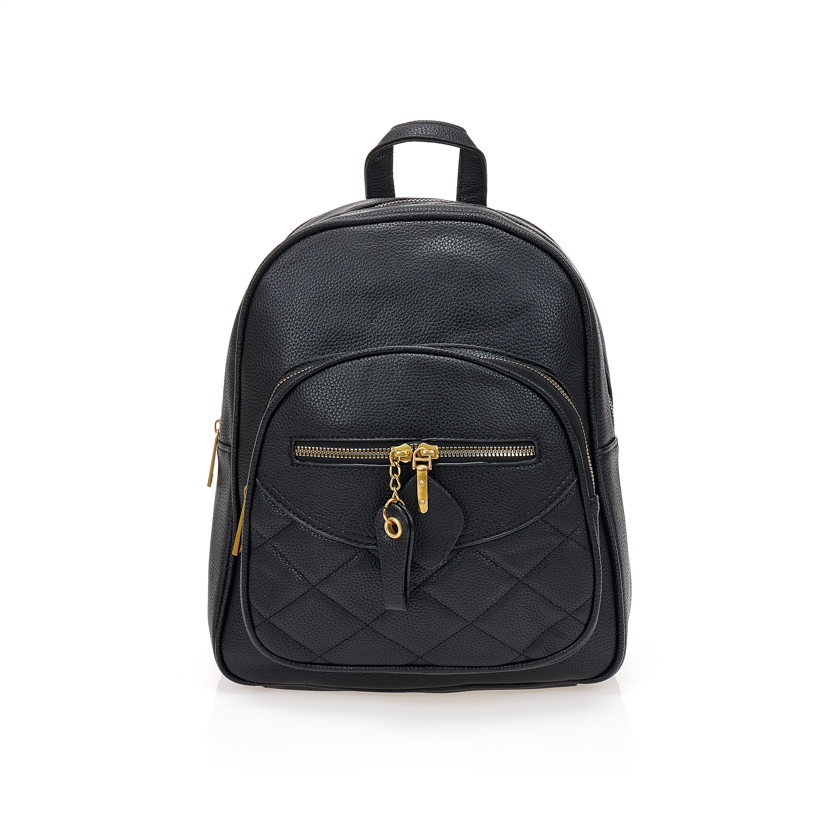 Tsoukalas Τσάντα πλάτης μαύρη δερματίνη με πολλαπλές θήκες ΜΑΥΡΟ