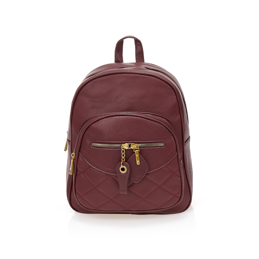 Tsoukalas Τσάντα πλάτης μπορντό δερματίνη με πολλαπλές θήκες ΜΠΟΡΝΤΟ