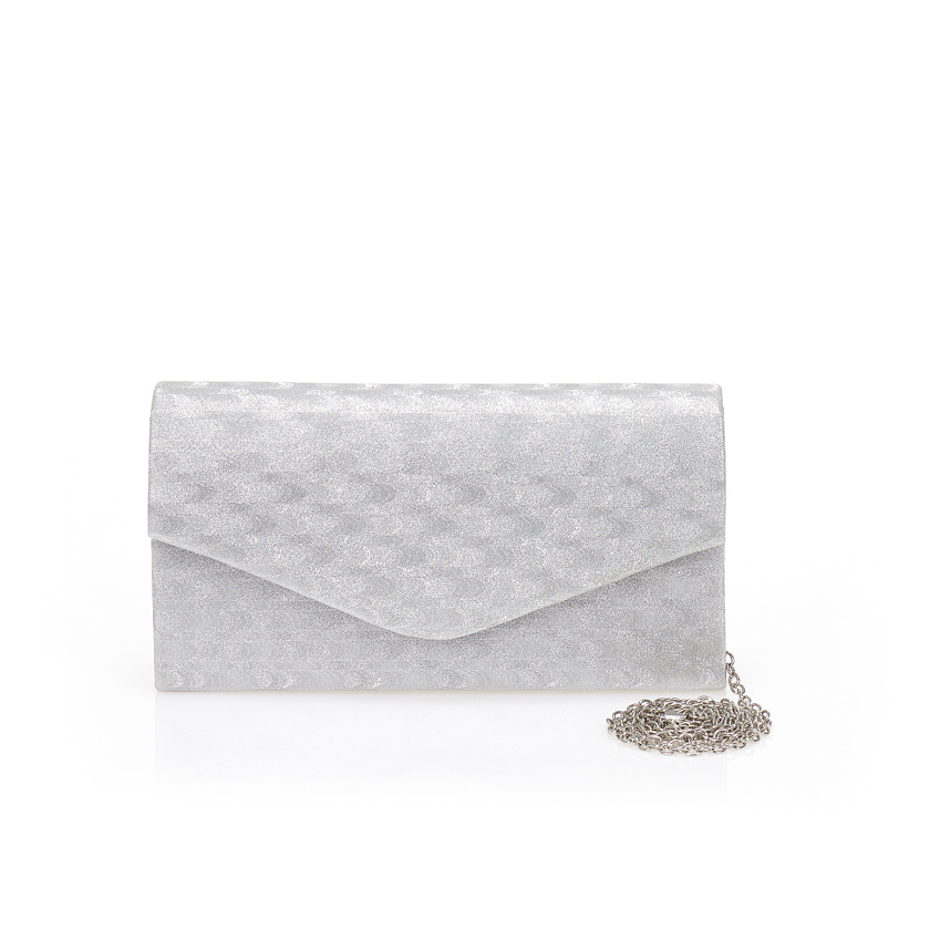 Τσάντα φάκελος ασημί λούρεξ με ανάγλυφο σχέδιο ΑΣΗΜΙ
