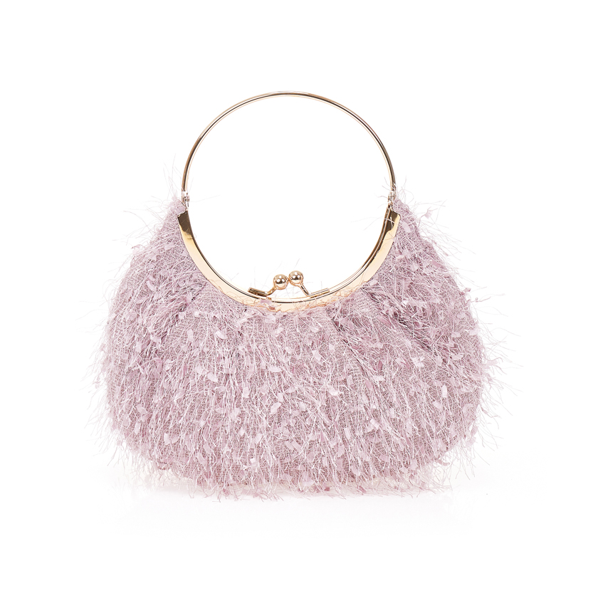 Τσάντα χειρός μωβ με κρόσια ΜΩΒ