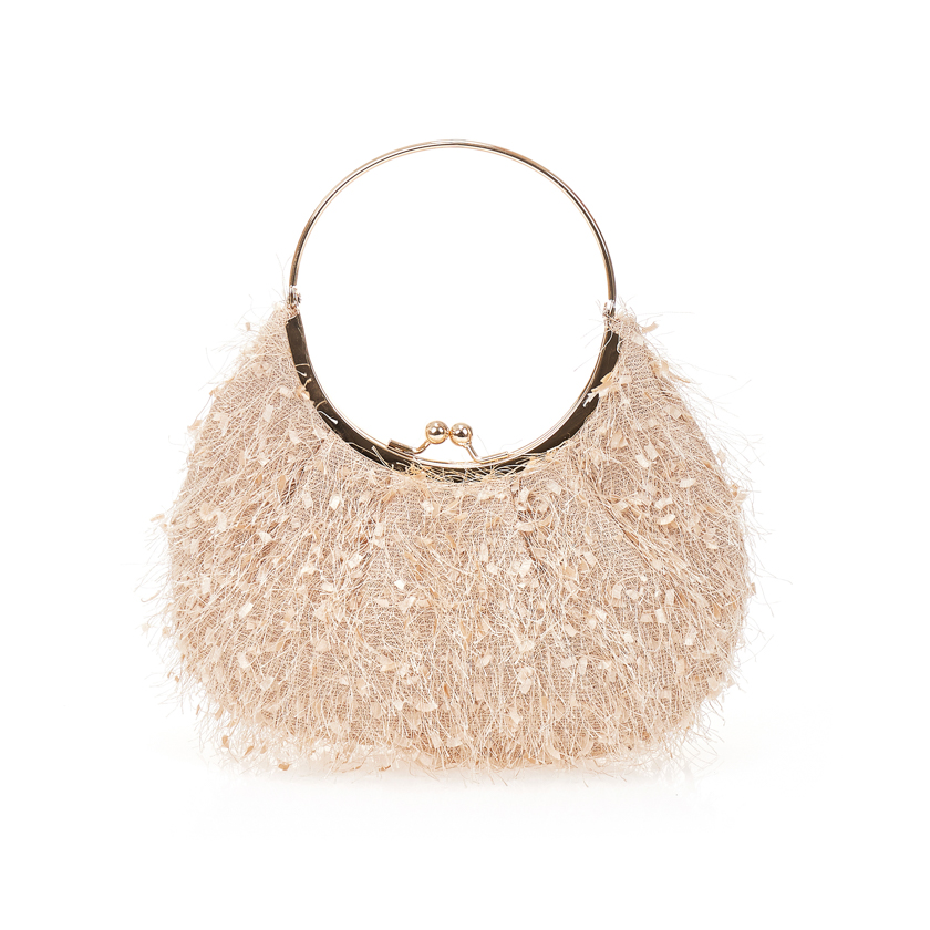 Tsoukalas Τσάντα χειρός μπρονζέ με κρόσια ΜΠΡΟΝΖΕ