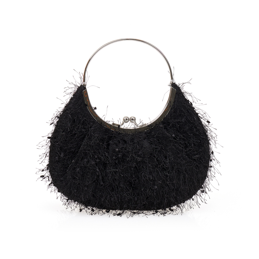 Τσάντα χειρός μαύρη με κρόσια ΜΑΥΡΟ