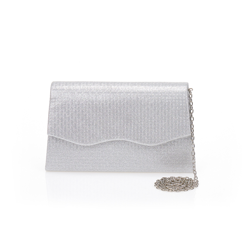 Tsoukalas Τσάντα φάκελος ασημί λούρεξ ανάγλυφη ΑΣΗΜΙ