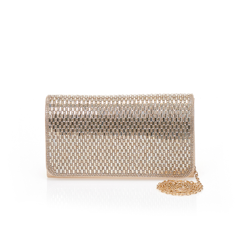 Tsoukalas Χρυσή βραδινή τσάντα με γυάλινες λεπτομέρειες ΧΡΥΣΟ