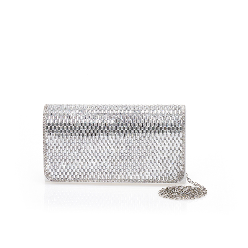 Tsoukalas Ασημί βραδινή τσάντα με γυάλινες λεπτομέρειες ΑΣΗΜΙ