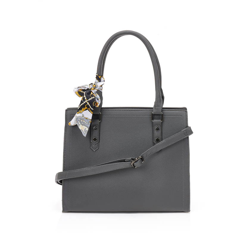 Tsoukalas Τσάντα γκρι με διακοσμητικό φουλάρι ΓΚΡΙ