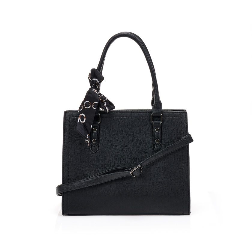 Τσάντα μαύρη με διακοσμητικό φουλάρι ΜΑΥΡΟ