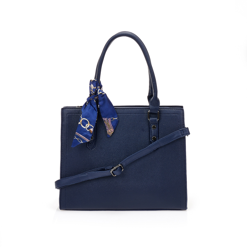 Tsoukalas Τσάντα μπλε με διακοσμητικό φουλάρι ΜΠΛΕ