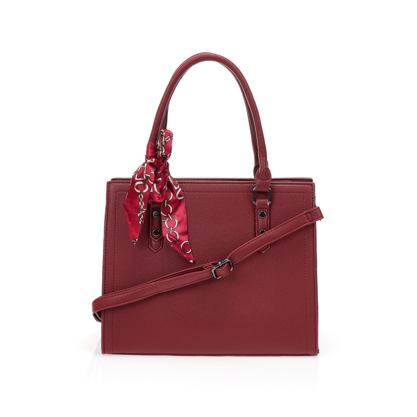 Tsoukalas Τσάντα μπορντό με διακοσμητικό φουλάρι ΜΠΟΡΝΤΟ