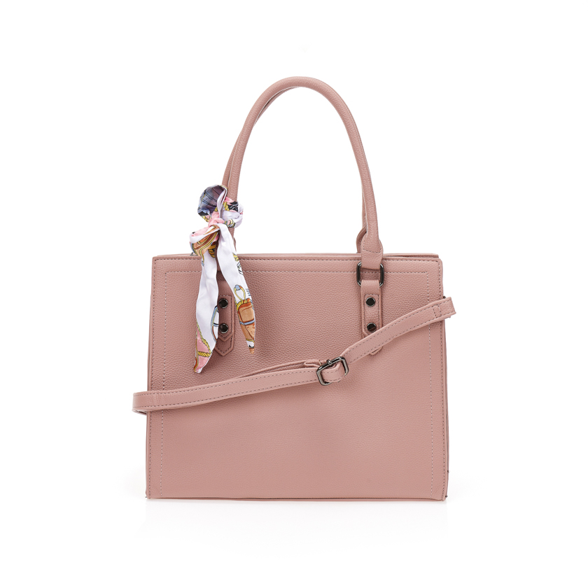 Tsoukalas Τσάντα ροζ με διακοσμητικό φουλάρι ΡΟΖ