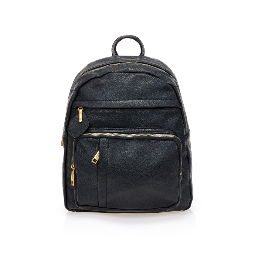 Tsoukalas Μαύρο σακίδιο πλάτης με χρυσές λεπτομέρειες ΜΑΥΡΟ