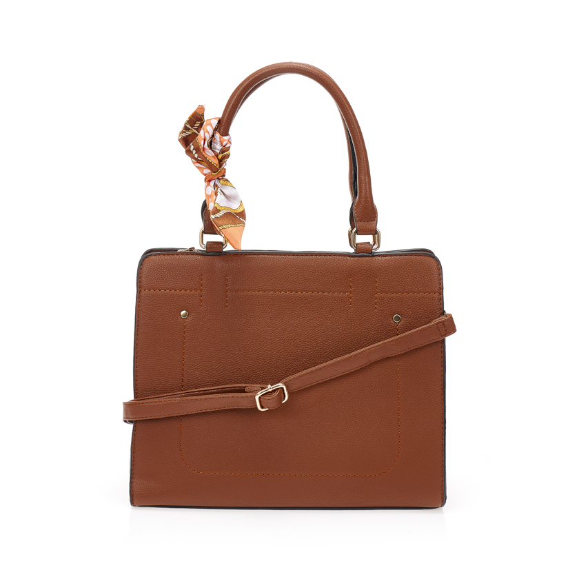 Τσάντα καφέ με μαντήλι ΚΑΦΕ