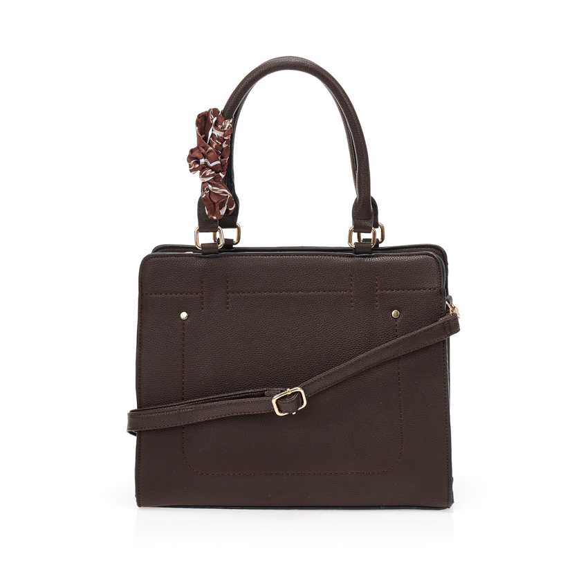 Tsoukalas Τσάντα σκούρο καφέ με μαντήλι ΤΑΜΠΑ