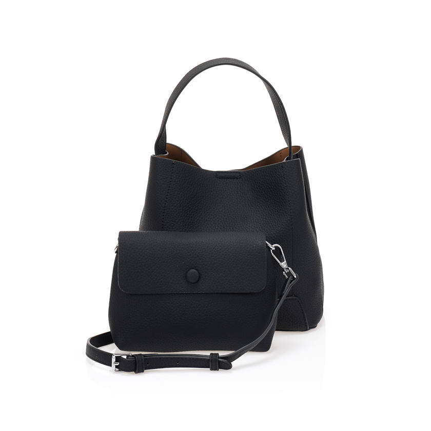 Tsoukalas Τσάντα ώμου με μικρό τσαντάκι ΜΑΥΡΟ