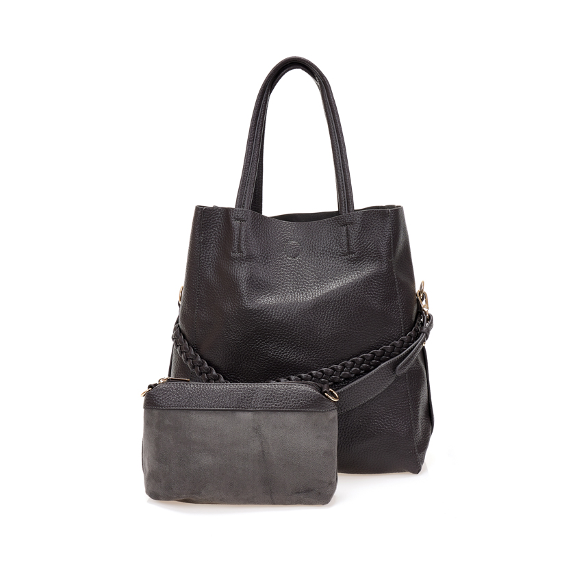 Tsoukalas Τσάντα με τσαντάκι χειρός ΓΚΡΙ