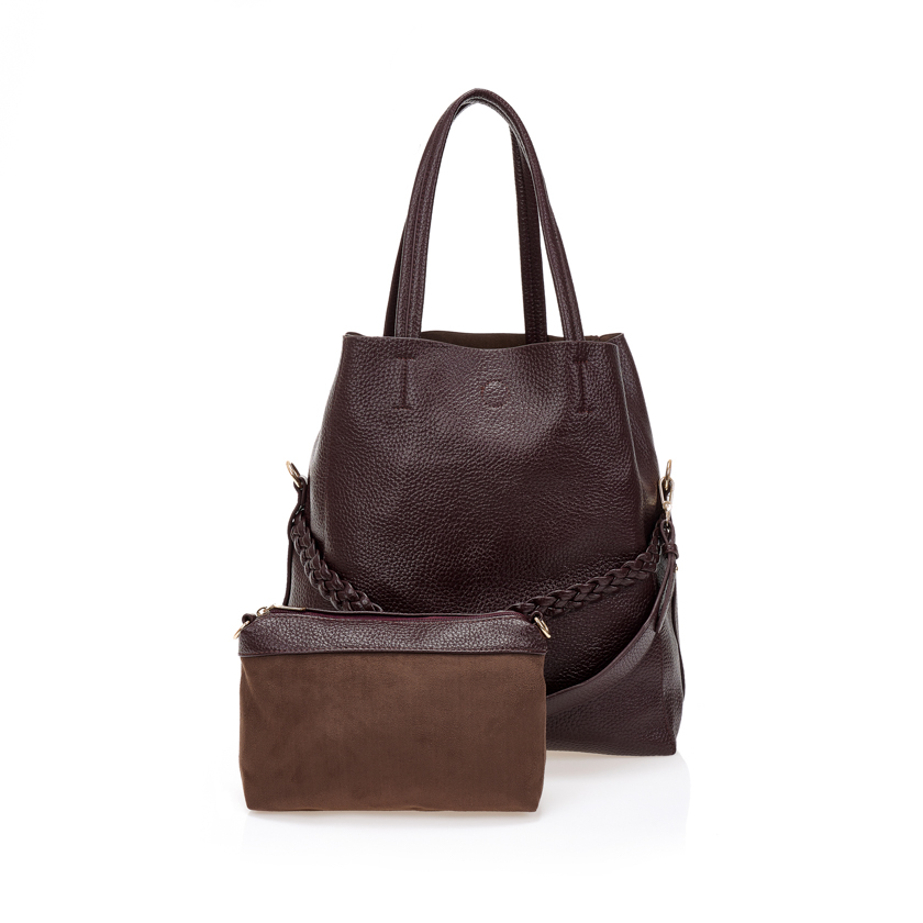 Tsoukalas Τσάντα με τσαντάκι χειρός ΜΠΟΡΝΤΟ