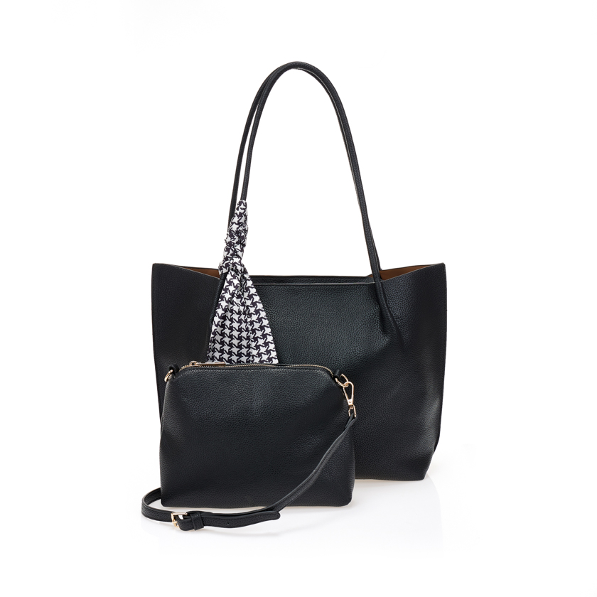 Τσάντα ώμου με τσαντάκι χειρός ΜΑΥΡΟ