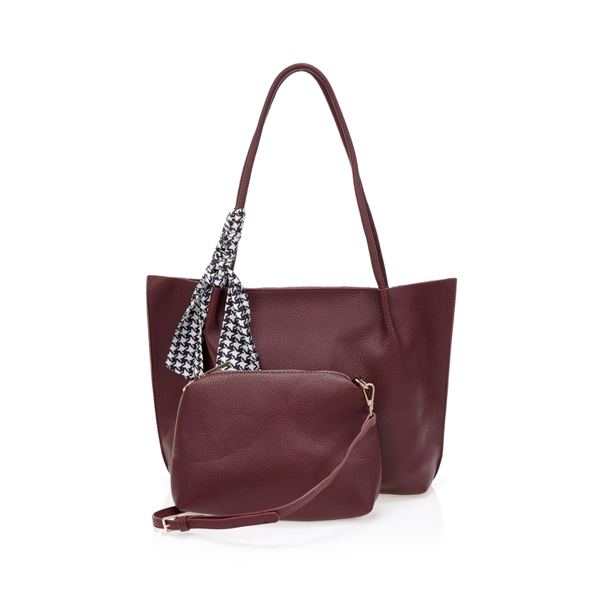 Tsoukalas Τσάντα ώμου με τσαντάκι χειρός ΜΠΟΡΝΤΟ