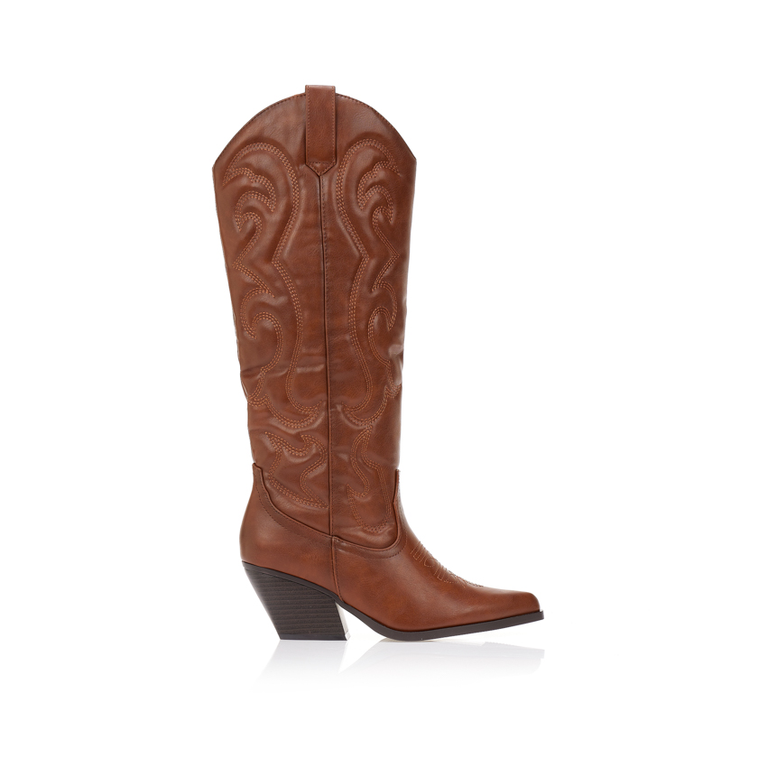 Μπότες cowboy με ανάγλυφο σχέδιο ΚΑΜΕΛ