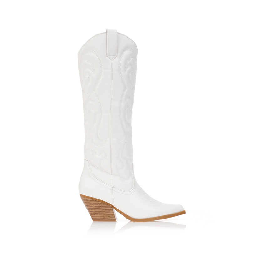 Μπότες cowboy με ανάγλυφο σχέδιο ΛΕΥΚΟ