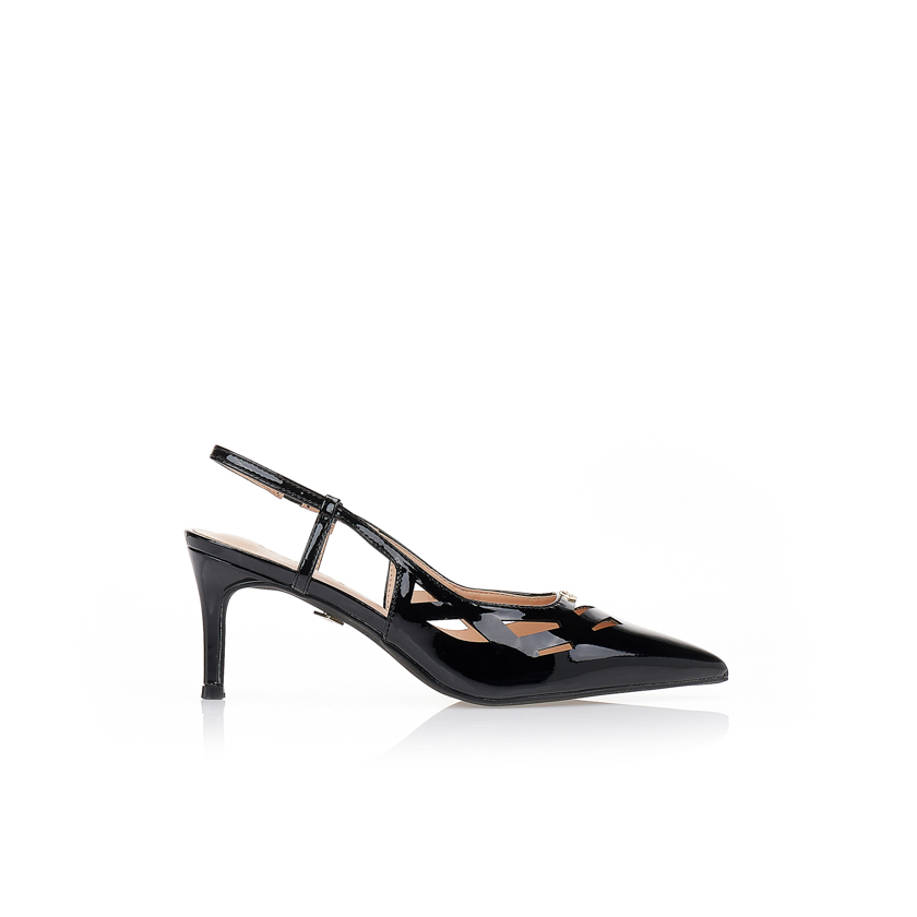 Γόβες TSOUKALAS slingback μαύρες ΜΑΥΡΟ