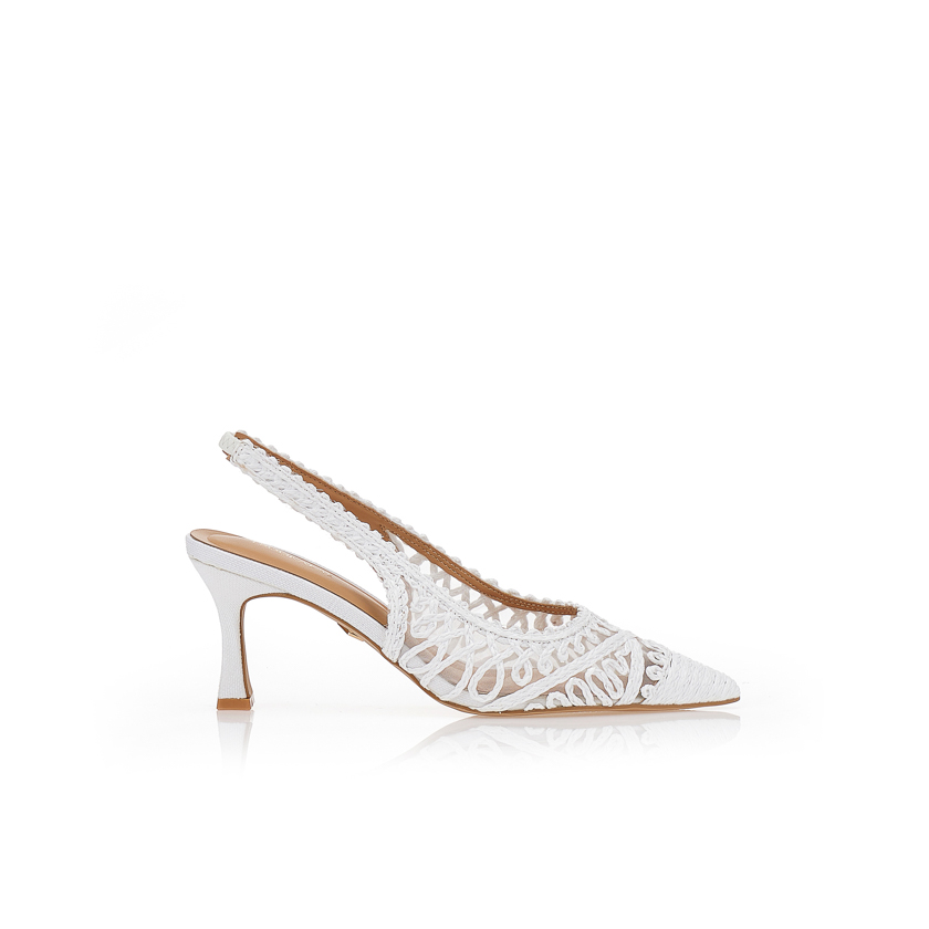 Γόβες TSOUKALAS με ιδιαίτερο τακούνι ΛΕΥΚΟ