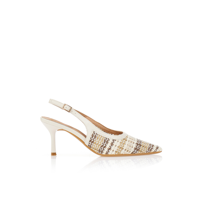 Γόβες ψάθινες μυτερές slingback ΜΠΕΖ