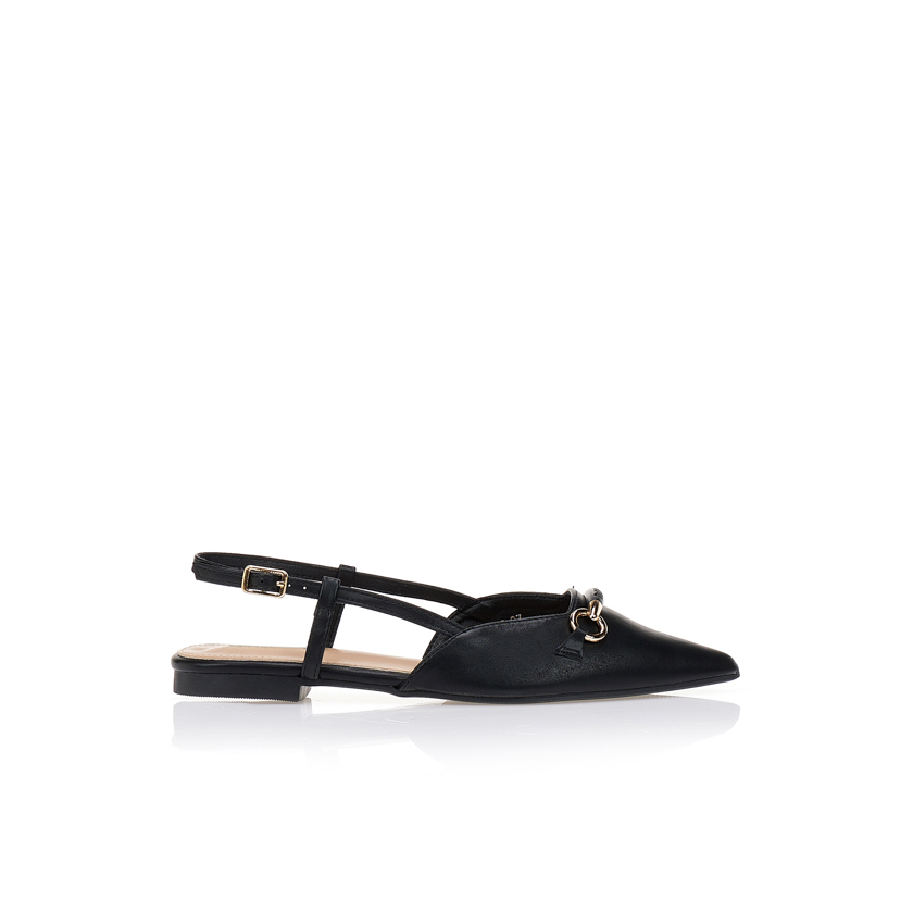 Γόβες δερματίνη με ιδαίτερη αγκράφα ΜΑΥΡΟ