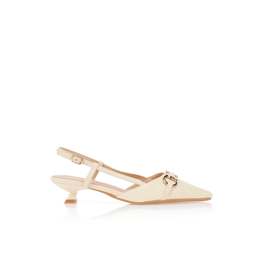 Γόβες μυτερές ψάθινες με αγκράφα ΜΠΕΖ