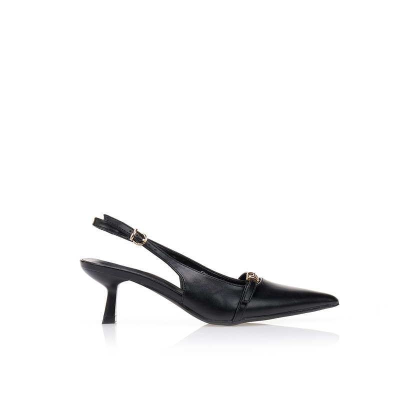 Γόβες δερματίνη με ιδαίτερο τακούνι ΜΑΥΡΟ