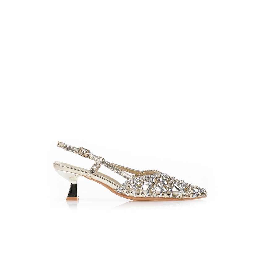 Γόβες με δίχρωμη ψάθα ΧΡΥΣΟ