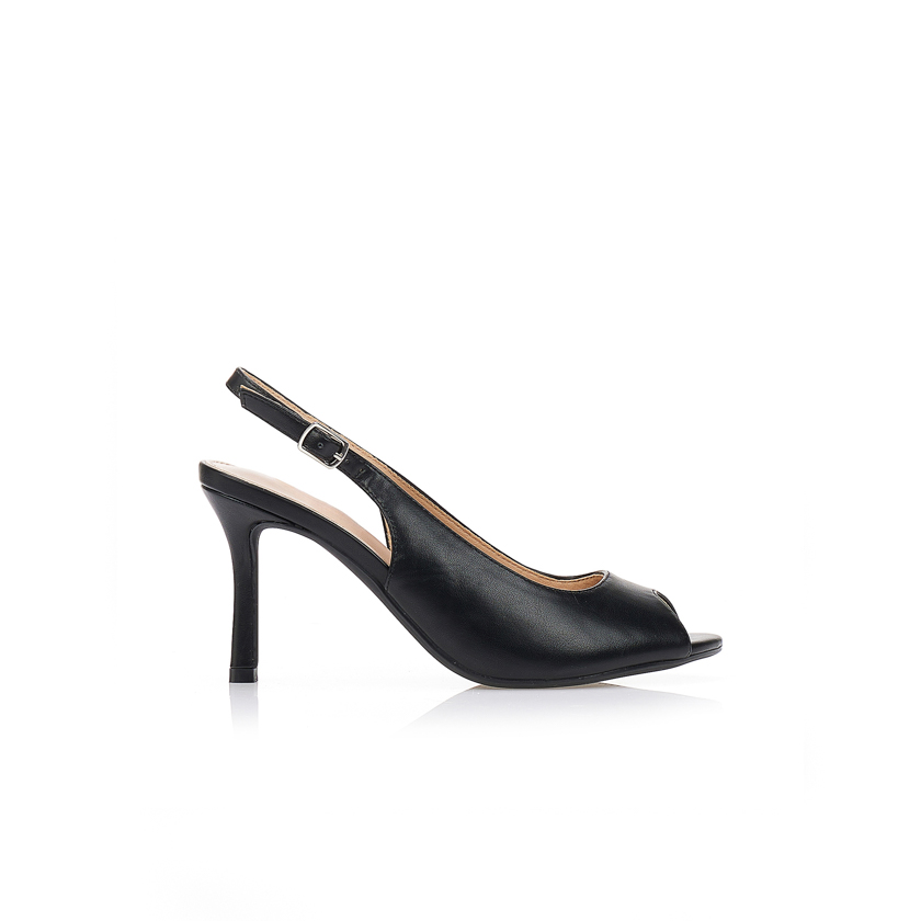Γόβες slingback peep-toe ΜΑΥΡΟ