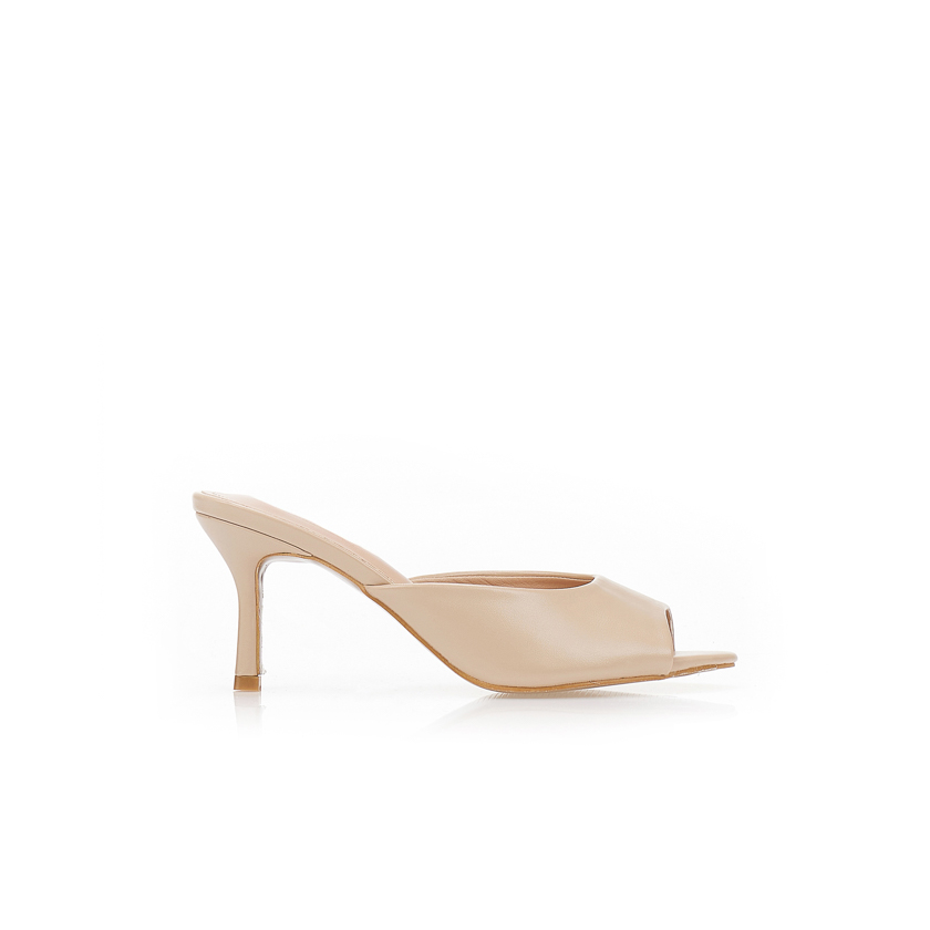 Γόβες mules δερματίνη NUDE