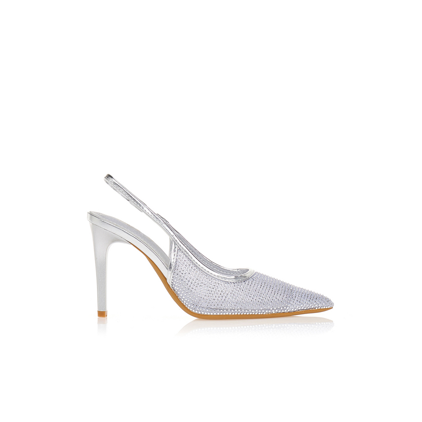 Γόβες μυτερές με στρας ΑΣΗΜΙ