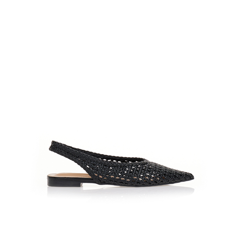 Γόβες με ψάθινο σχέδιο ΜΑΥΡΟ