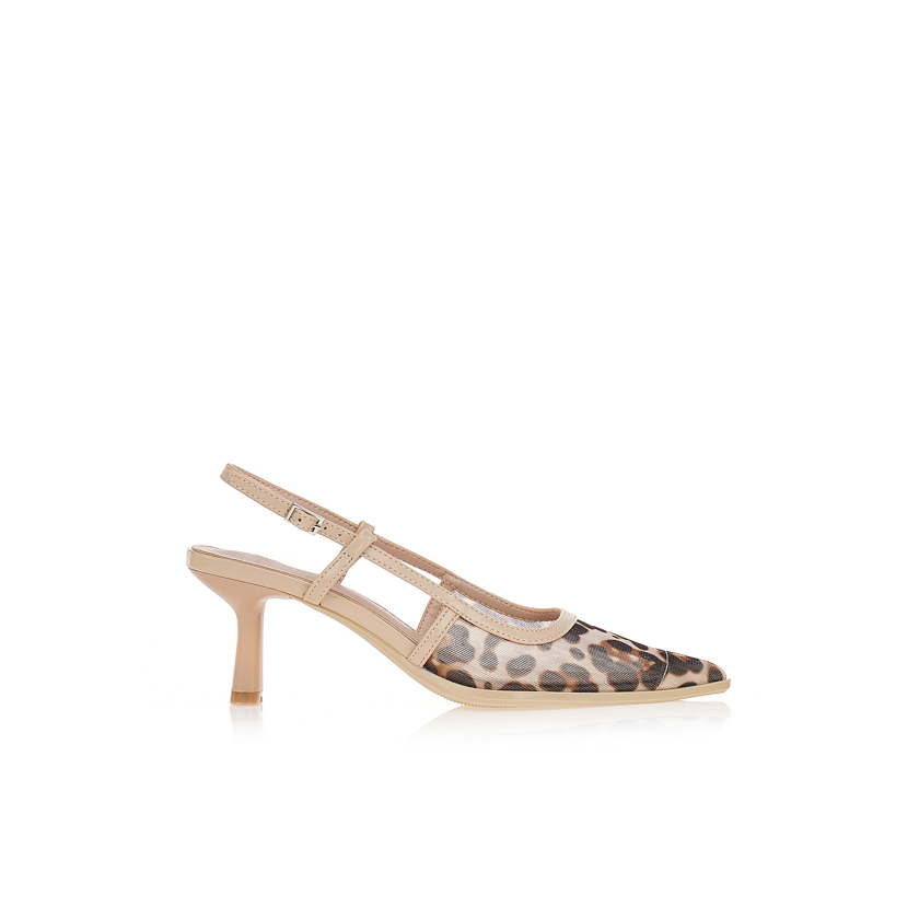 Γόβες animal print με δίχτυ μυτερές ΛΕΟΠΑΡ