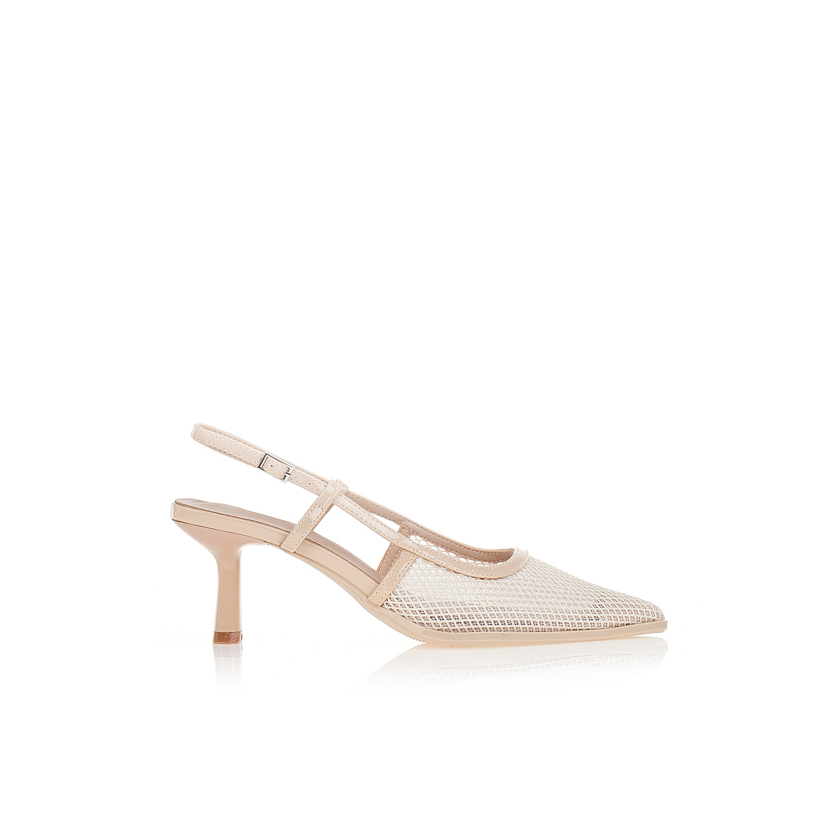 Γόβες nude με δίχτυ μυτερές ΜΠΕΖ