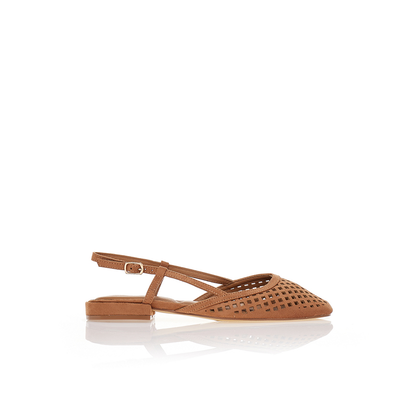 Γόβες σουέτ κάμελ με διάτρητο μοτίβο ΚΑΜΕΛ