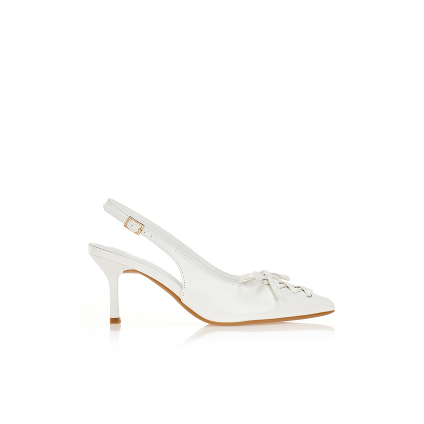 Γόβες άσπρες με δετό φιόγκο ΛΕΥΚΟ