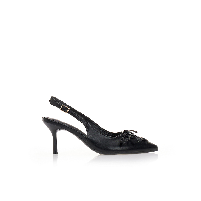 Tsoukalas Γόβες μαύρες με δετό φιόγκο ΜΑΥΡΟ