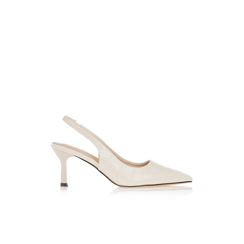 Γόβες μπεζ δερματίνη slingback ΜΠΕΖ