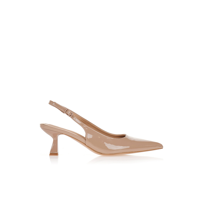 Γόβες slingback σε λουστρίνι ΠΟΥΡΟ