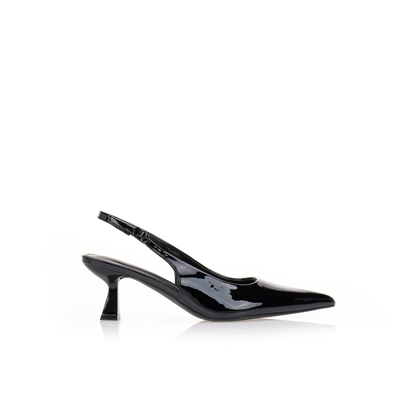 Γόβες slingback σε λουστρίνι ΜΑΥΡΟ