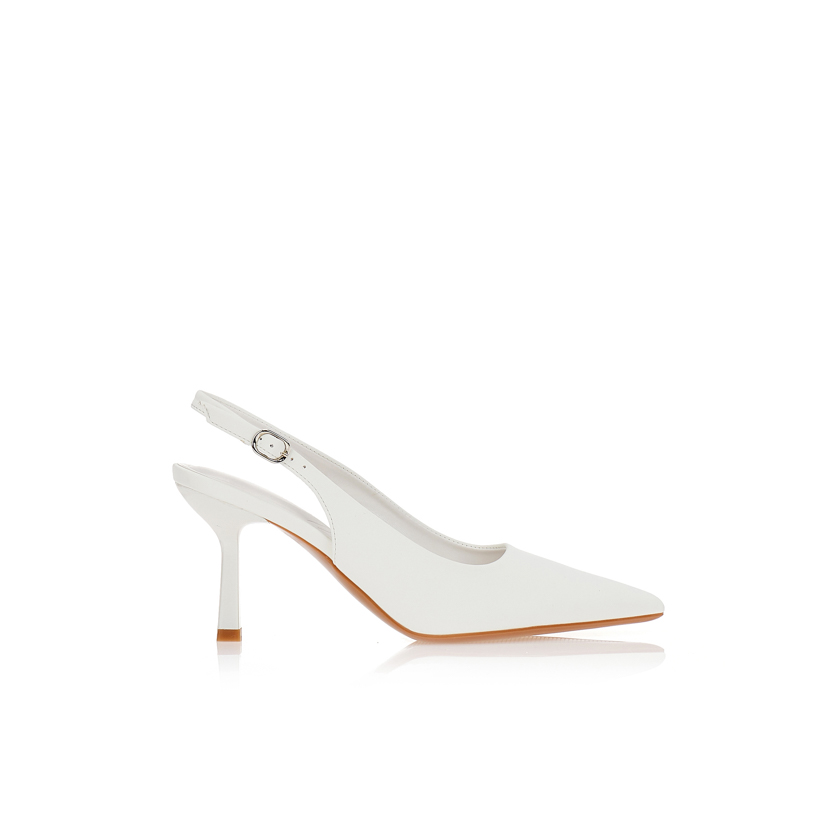 Γόβες λευκές μυτερές slingback ΛΕΥΚΟ