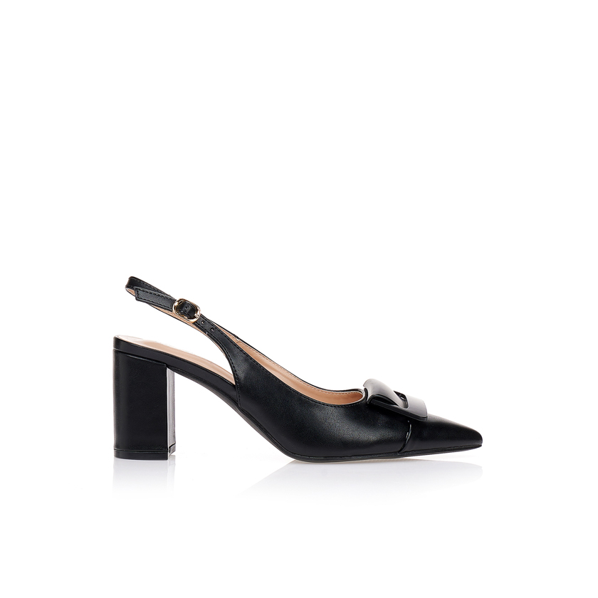 Γόβες μαύρες με τετράγωνη αγκράφα ΜΑΥΡΟ