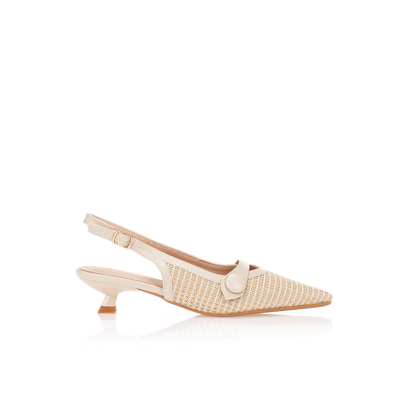 Γόβες δίχρωμες slingback με πλεκτό σχέδιο ΜΠΕΖ