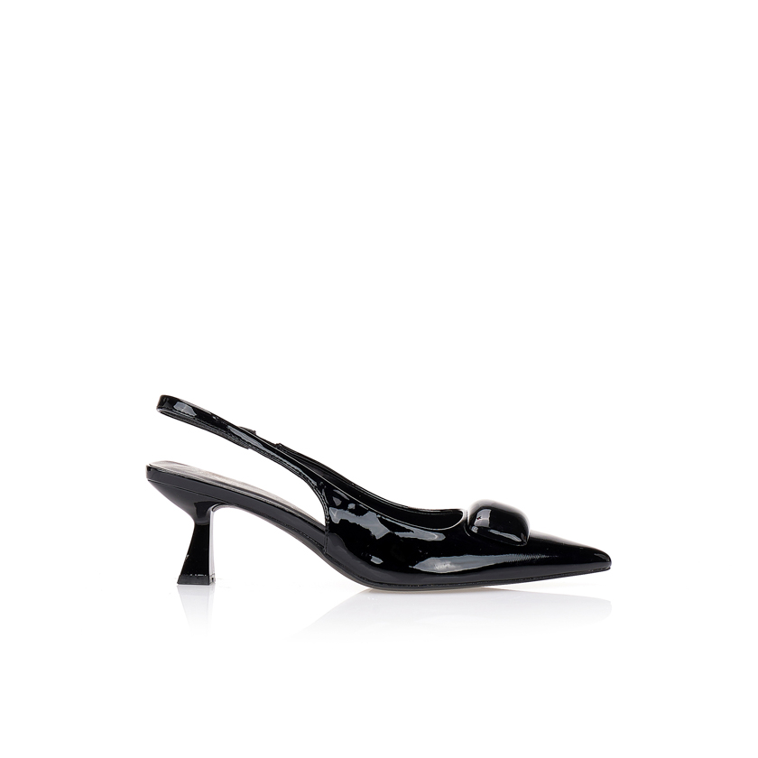 Γόβες μαύρες slingback με αγκράφα ΜΑΥΡΟ