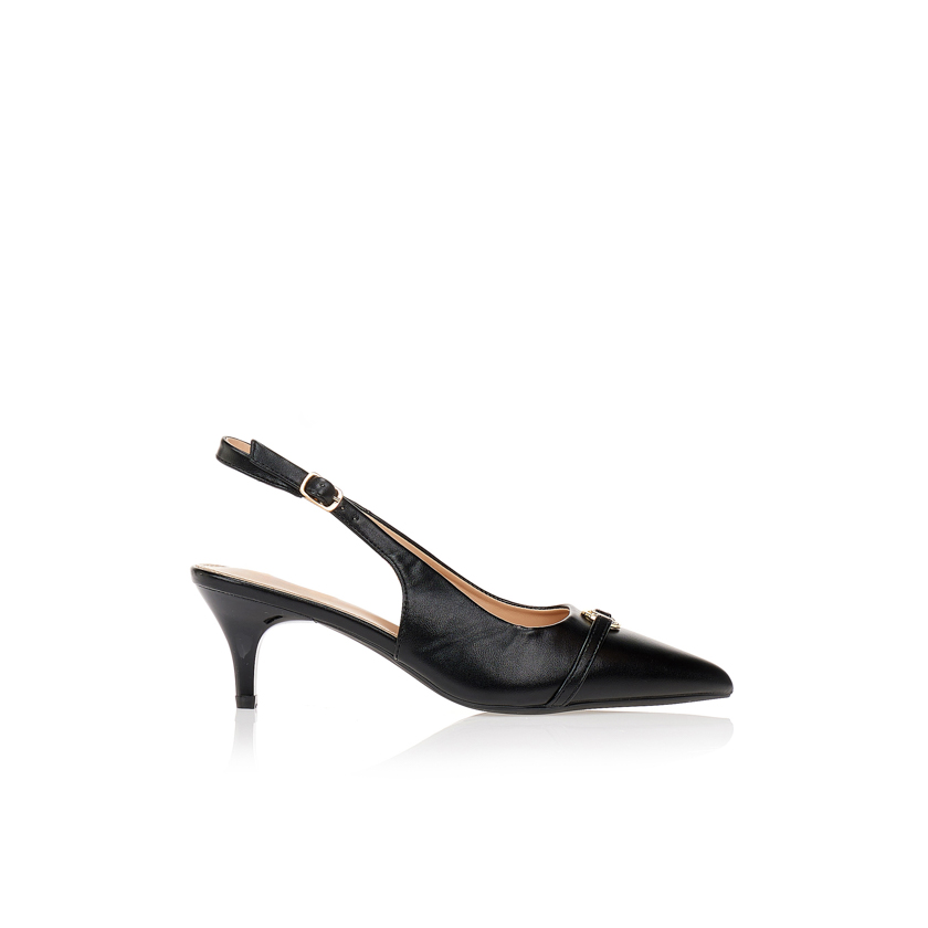 Tsoukalas Γόβες με διακοσμητικό λουράκι και αγκράφα ΜΑΥΡΟ