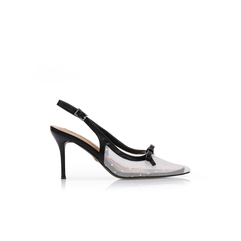 Γόβες TSOUKALAS πουά με φιόγκο ΛΕΥΚΟ